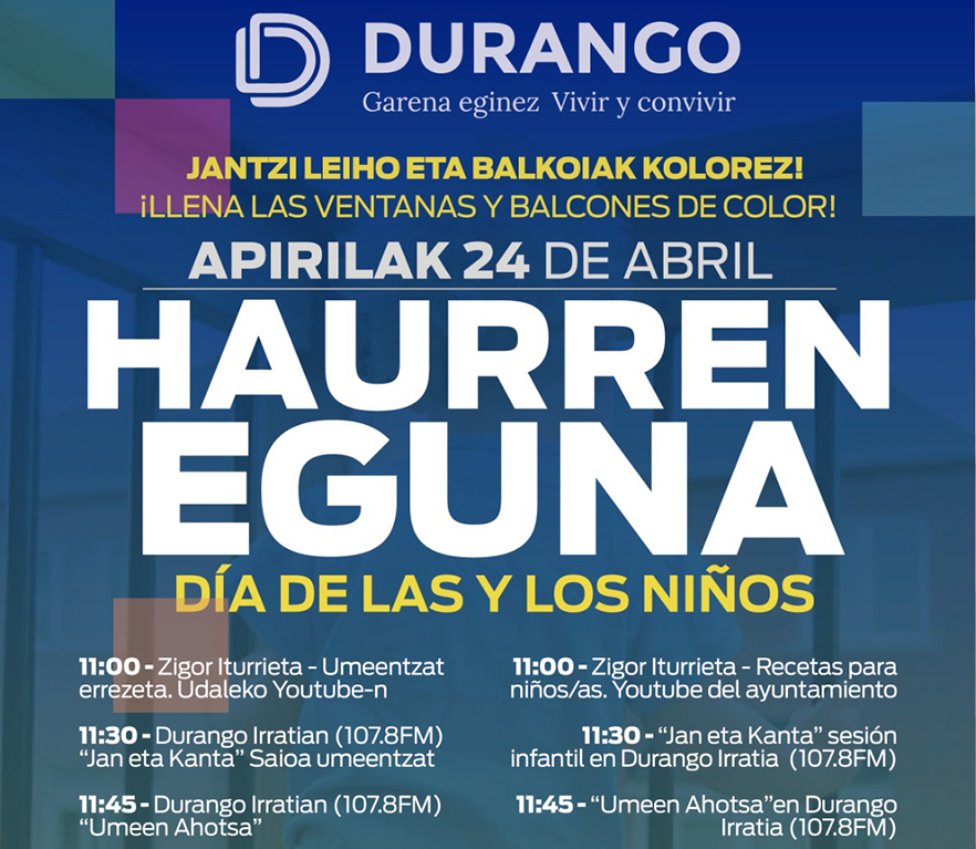 Ayuntamiento de Durango: día de las y los niños mañana (24 de abril, viernes)
