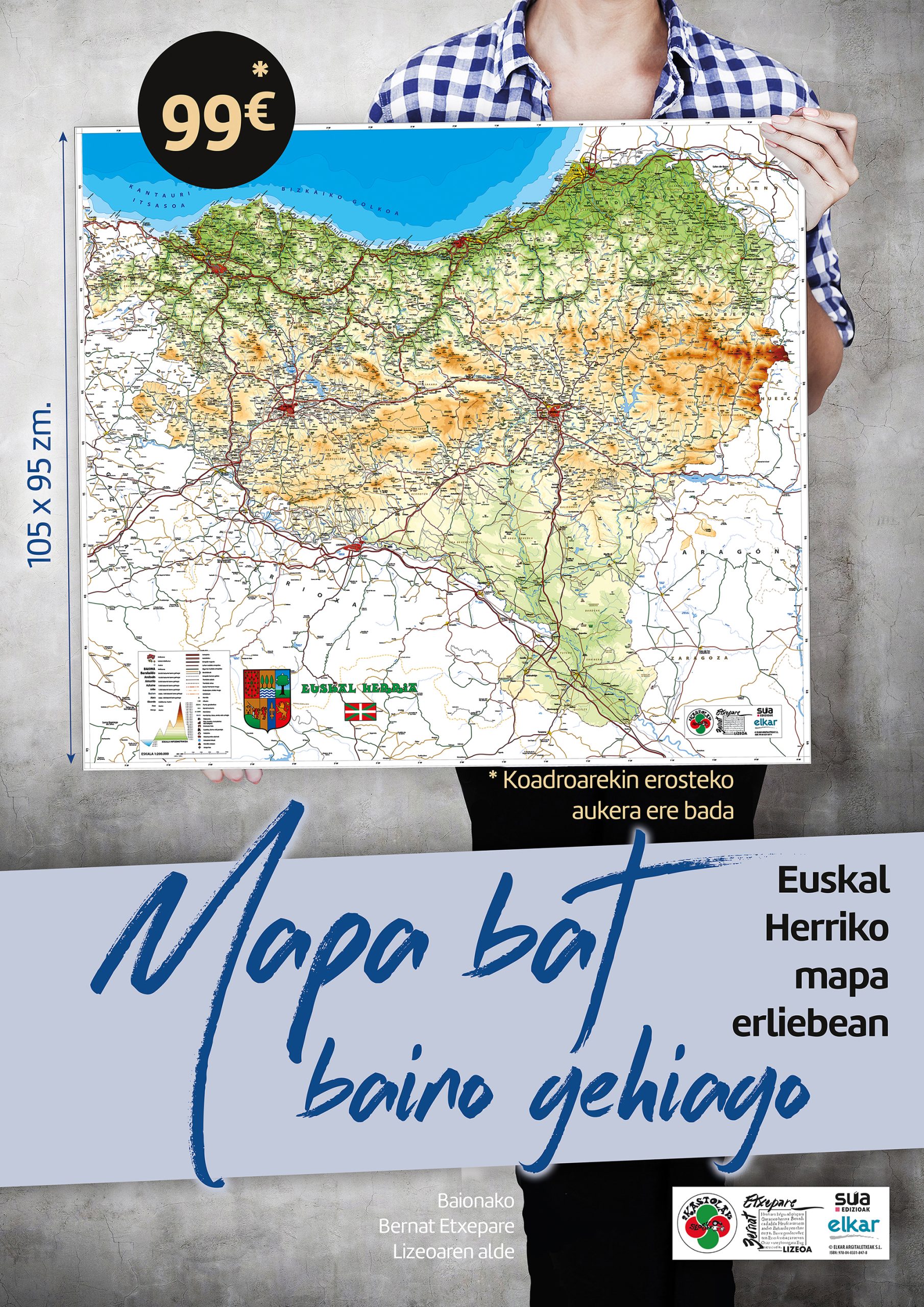 Mapa de Euskal Herria en relieve