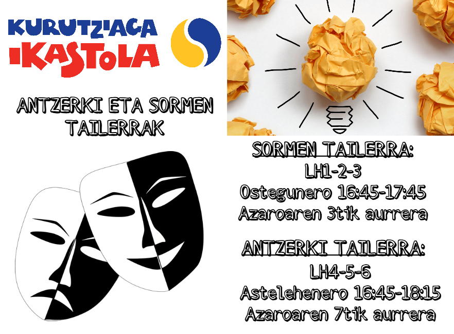 LH: Antzerki eta Sormen tailerretan izena emateko epea azaroaren 2ra arte luzatuko da