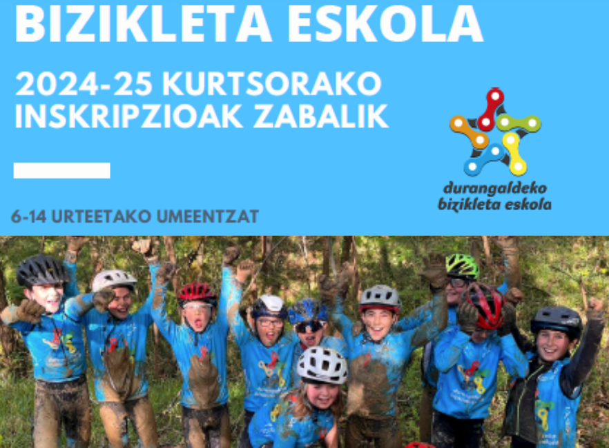 Durangaldeko Bizikleta Eskolan izen ematea zabalik